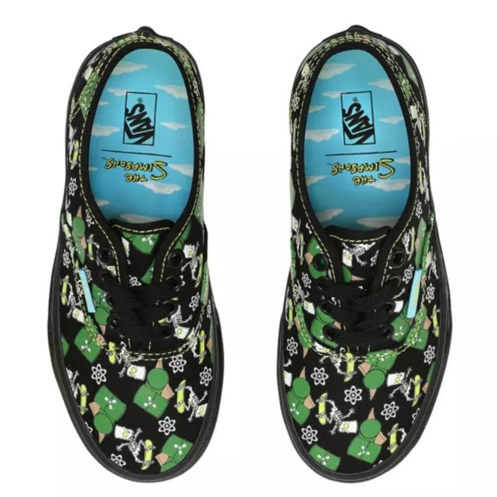 Vans X The Simpson GLOW-In-The-Dark BART Authentic Trainers Kids Size 1.0K NWT